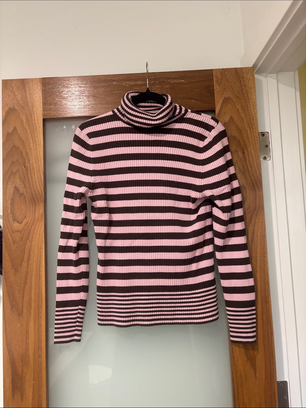 GAP Pink and Brown Striped Turtleneck Sweater
